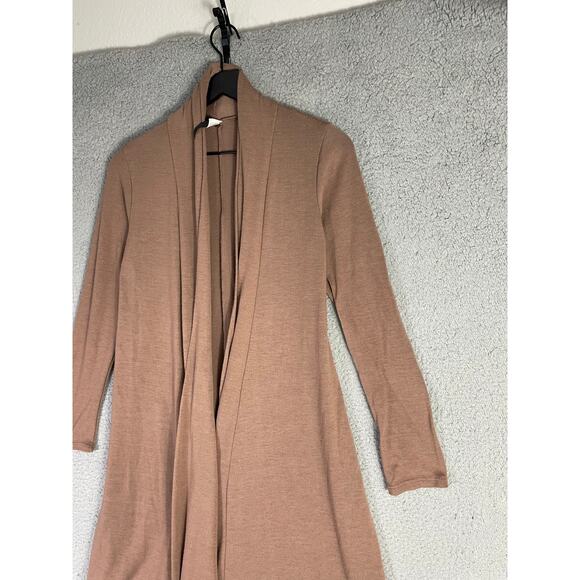 Rags & Couture Small Tan Drape Open Front Lightweight Knit Cardigan Sweater - Picture 7 of 8